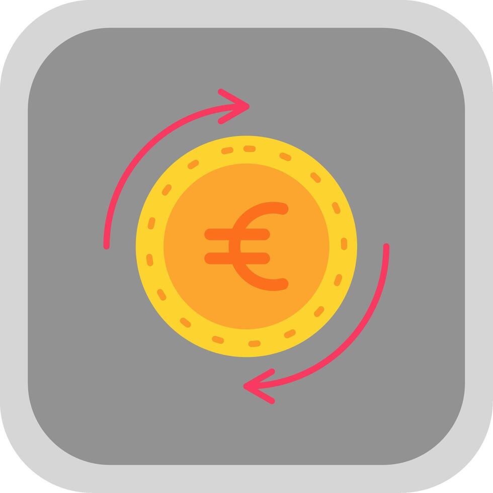 Euro Flat Round Corner Icon vector