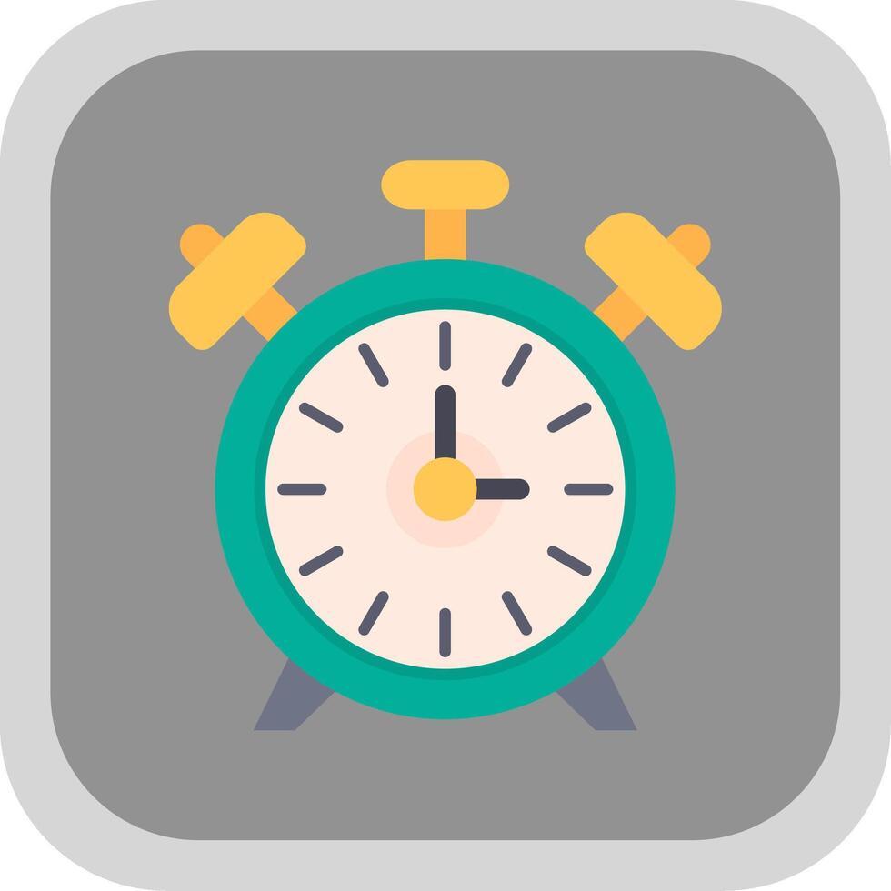 alarma reloj plano redondo esquina icono vector