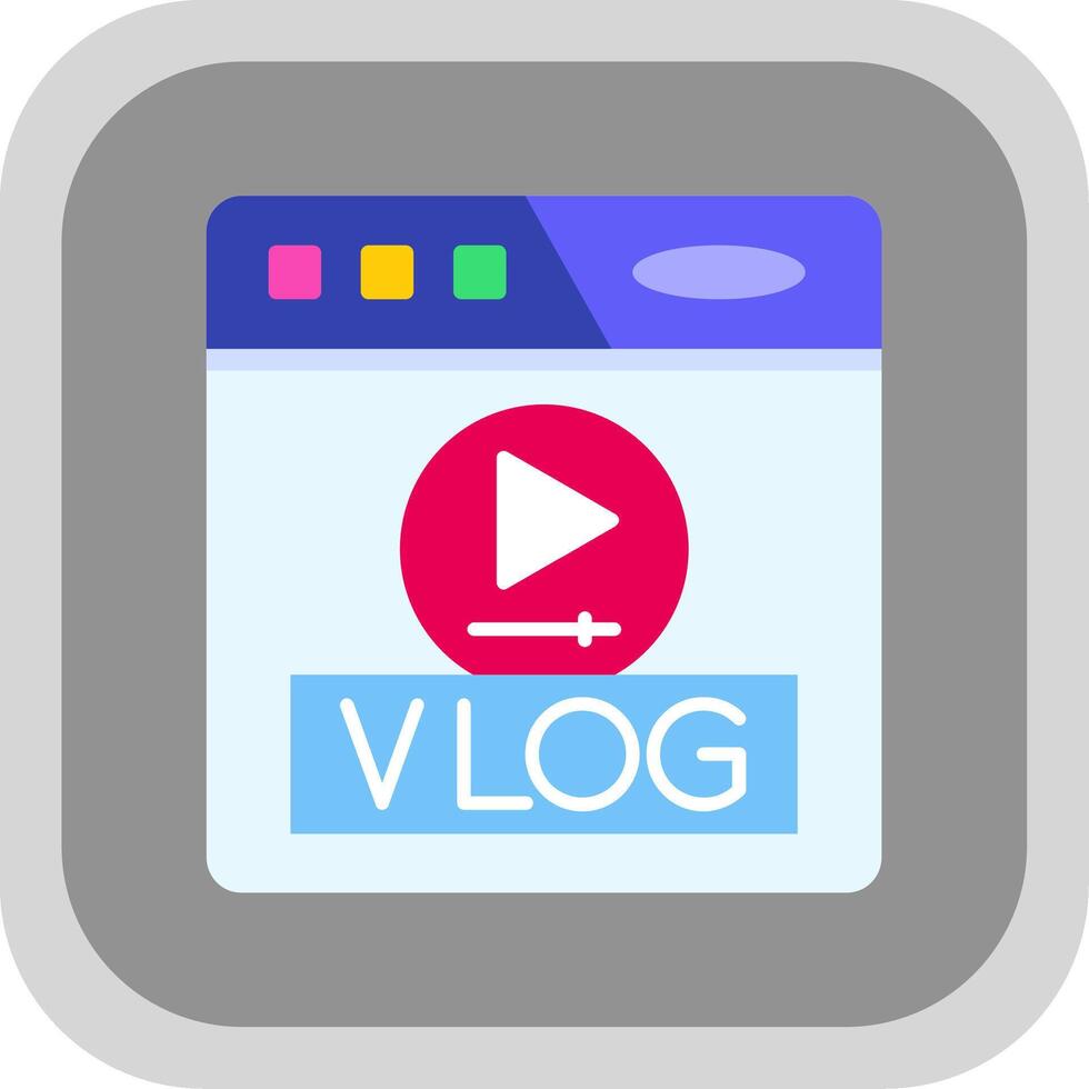 vlog plano redondo esquina icono vector