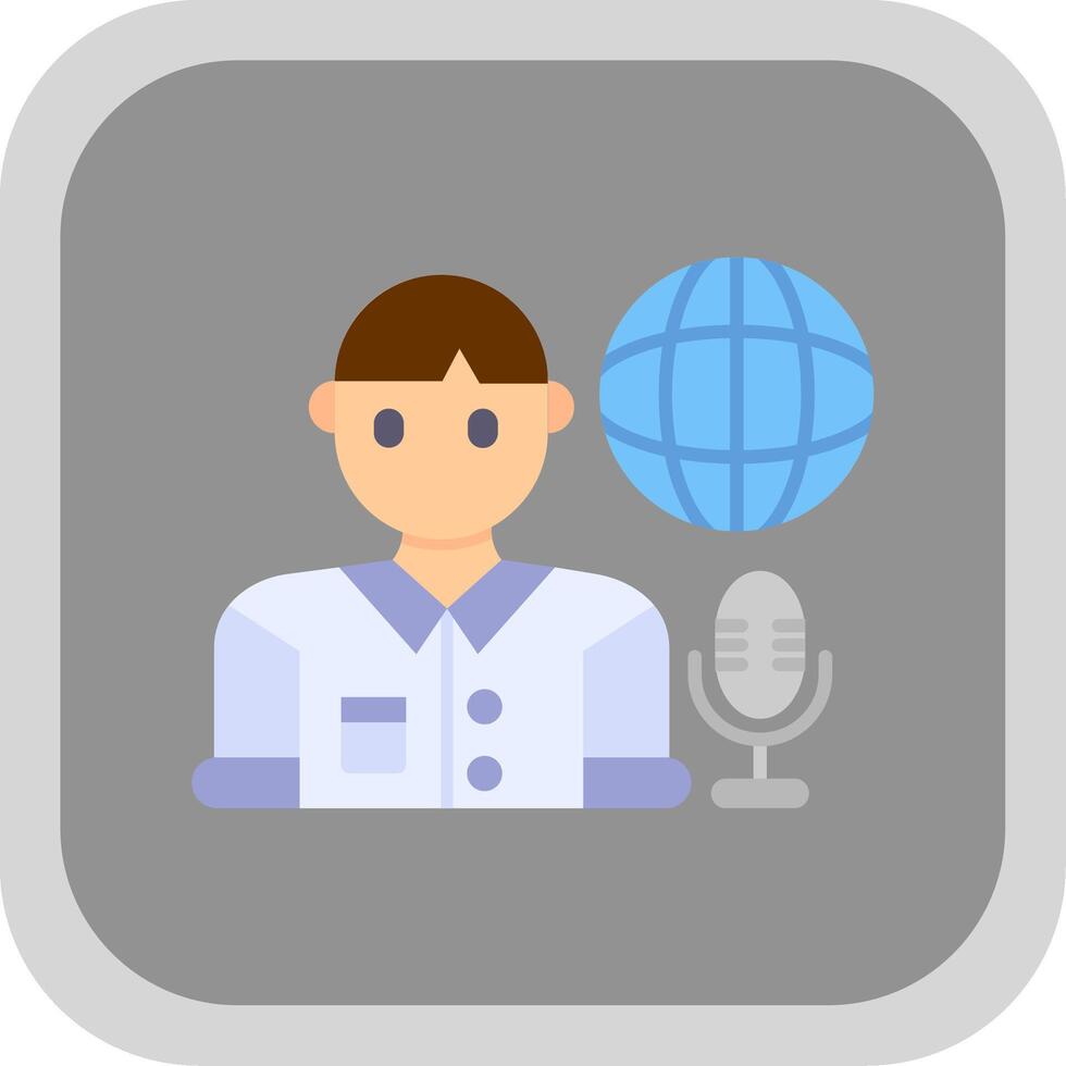 Broadcaster Flat Round Corner Icon vector