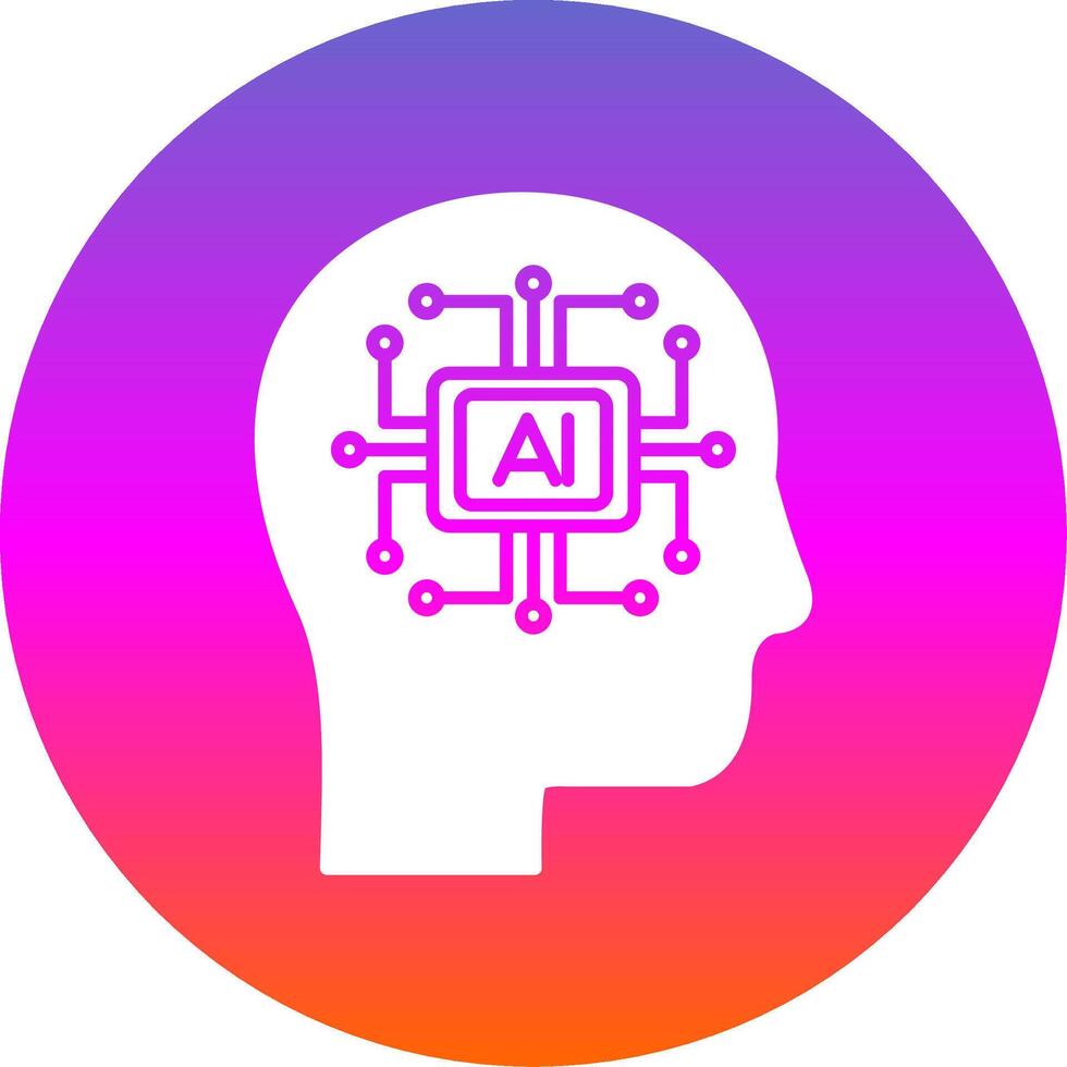 Artificial Intelligence Glyph Gradient Circle Icon vector