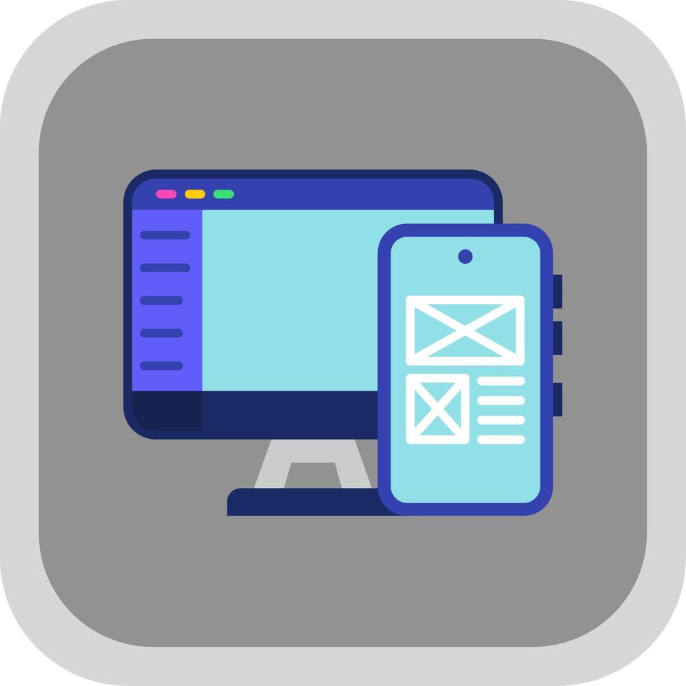 Responsive design Flat Round Corner Icon vector