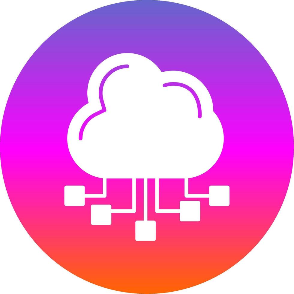 nube servidor glifo degradado circulo icono vector