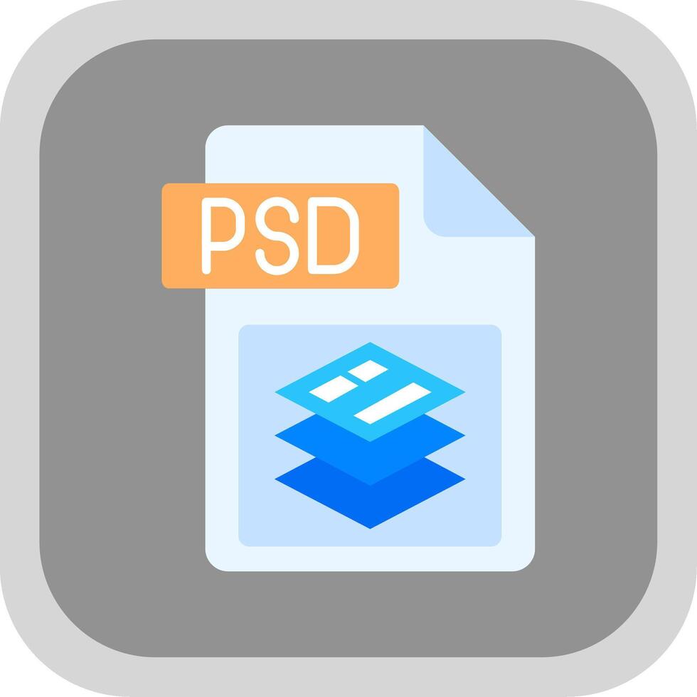 Psd file format Flat Round Corner Icon vector