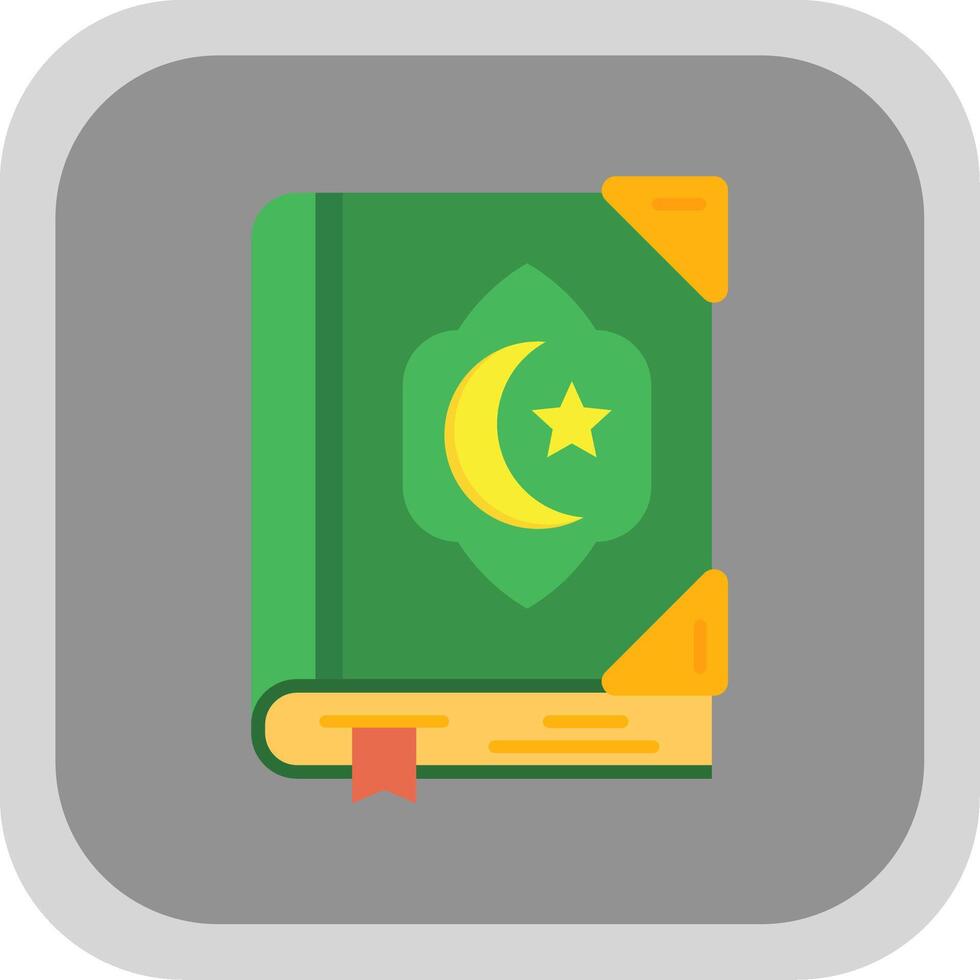 Quran Flat Round Corner Icon vector