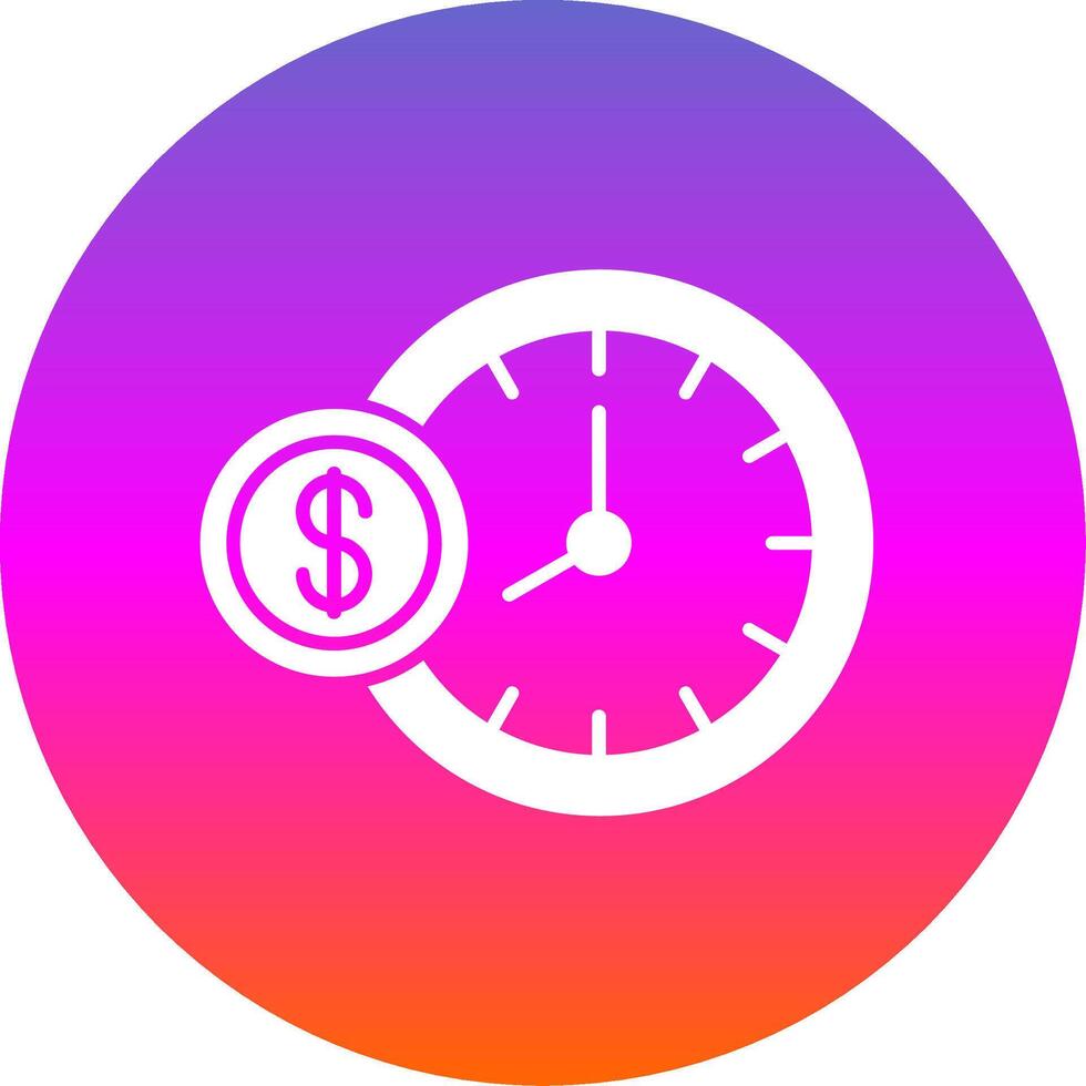 hora es dinero glifo degradado circulo icono vector