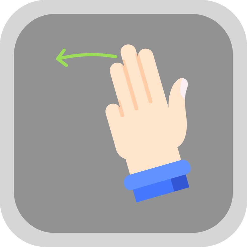 Three Fingers Left Flat Round Corner Icon vector