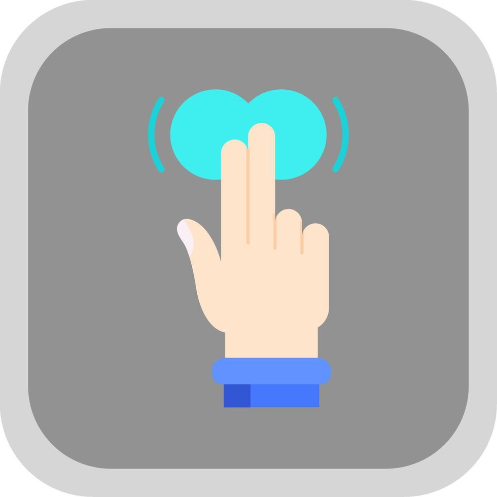 Two Fingers Tap and Hold Flat Round Corner Icon vector