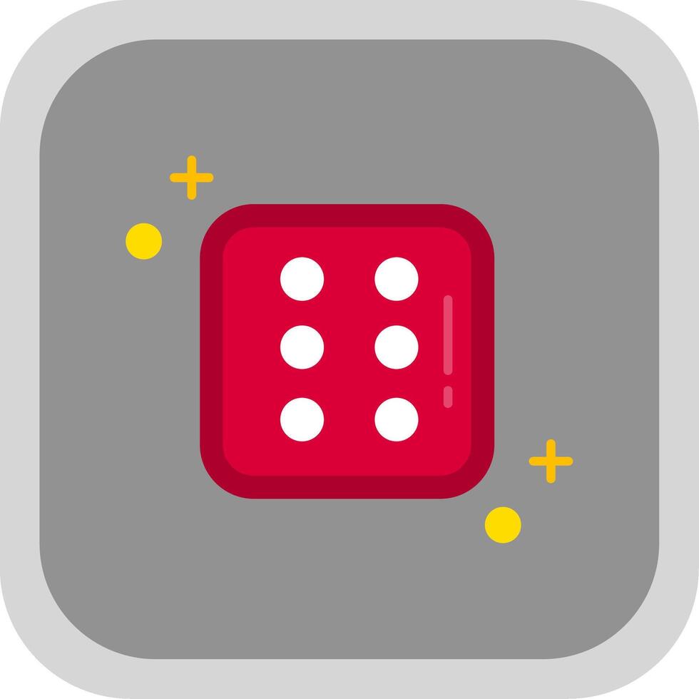 Dice six Flat Round Corner Icon vector