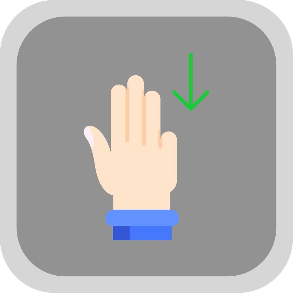 Three Fingers Down Flat Round Corner Icon vector