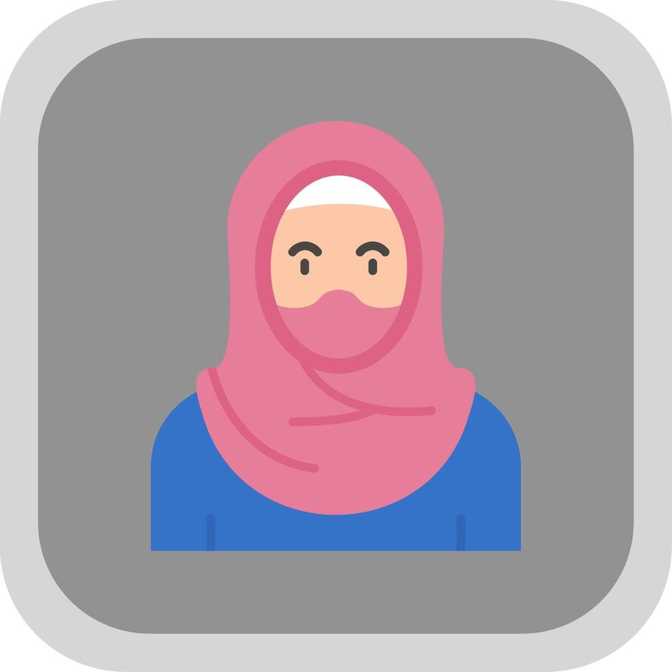 Muslim Flat Round Corner Icon vector