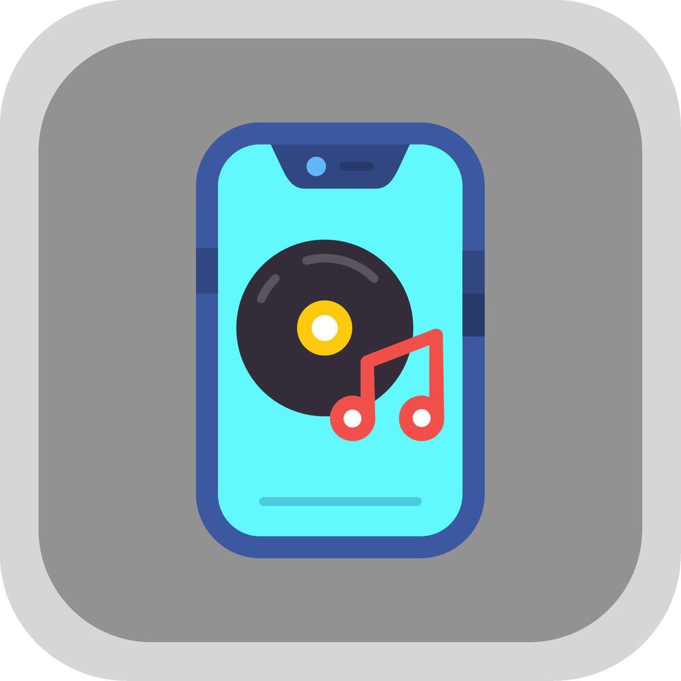 música jugador plano redondo esquina icono vector