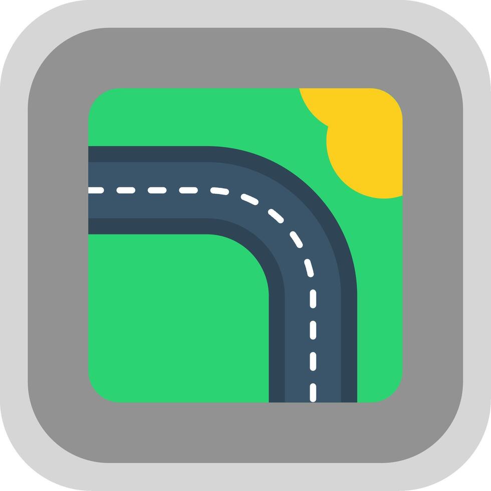 Highway Flat Round Corner Icon vector