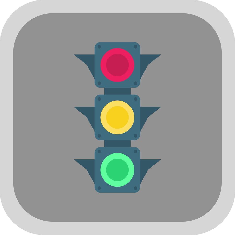 Traffic light Flat Round Corner Icon vector