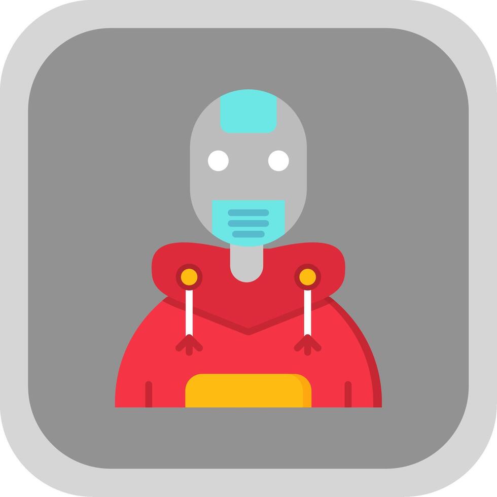 Robot Flat Round Corner Icon vector