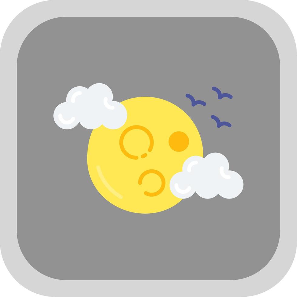 Full moon Flat Round Corner Icon vector