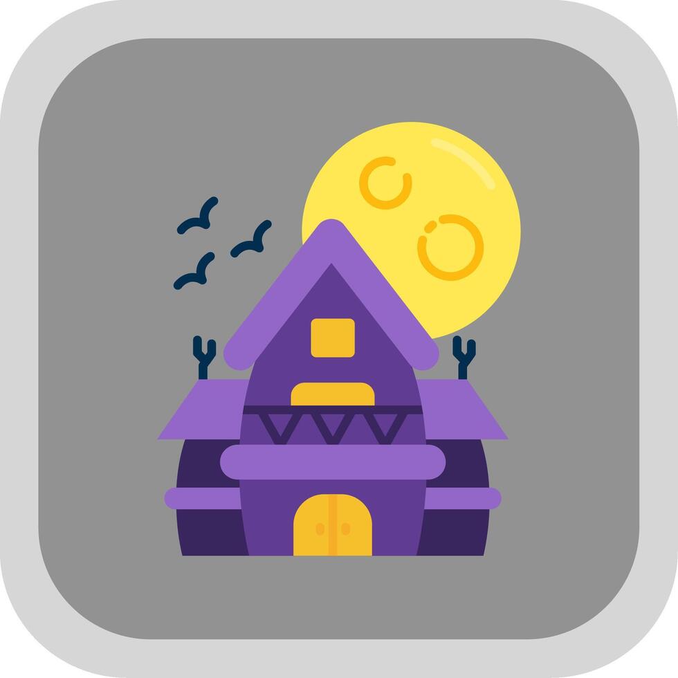 Haunted house Flat Round Corner Icon vector