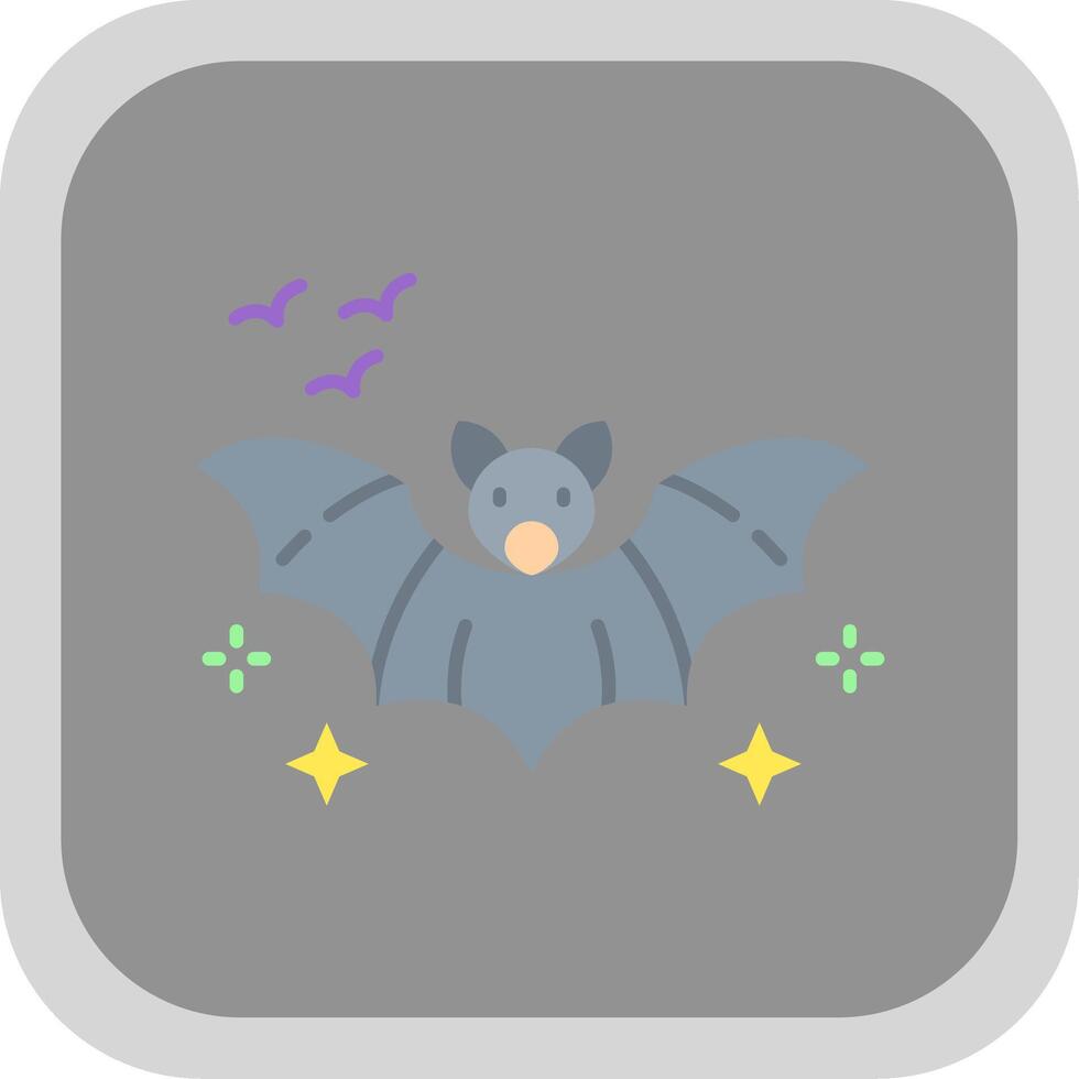 Bat Flat Round Corner Icon vector