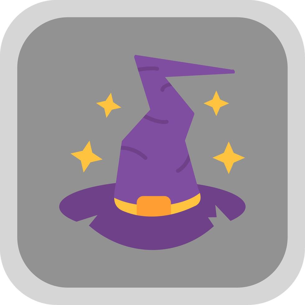 Witch hat Flat Round Corner Icon vector