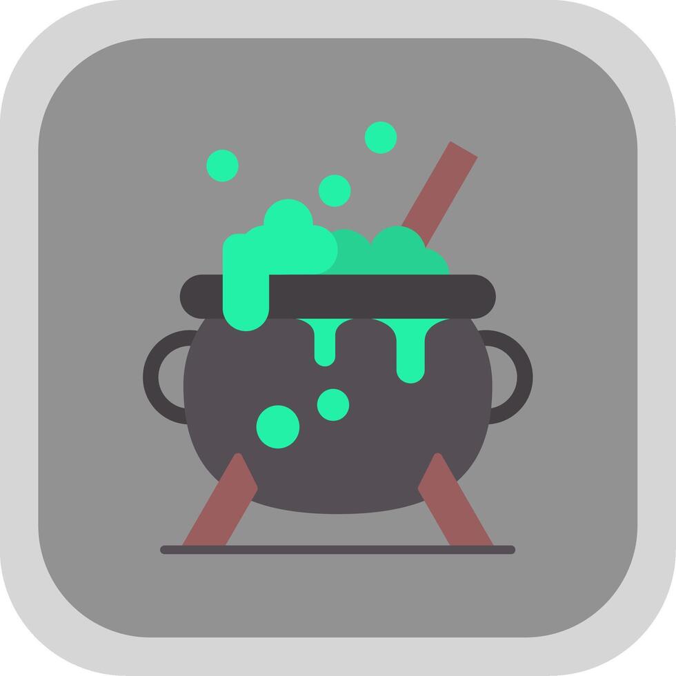 Cauldron Flat Round Corner Icon vector