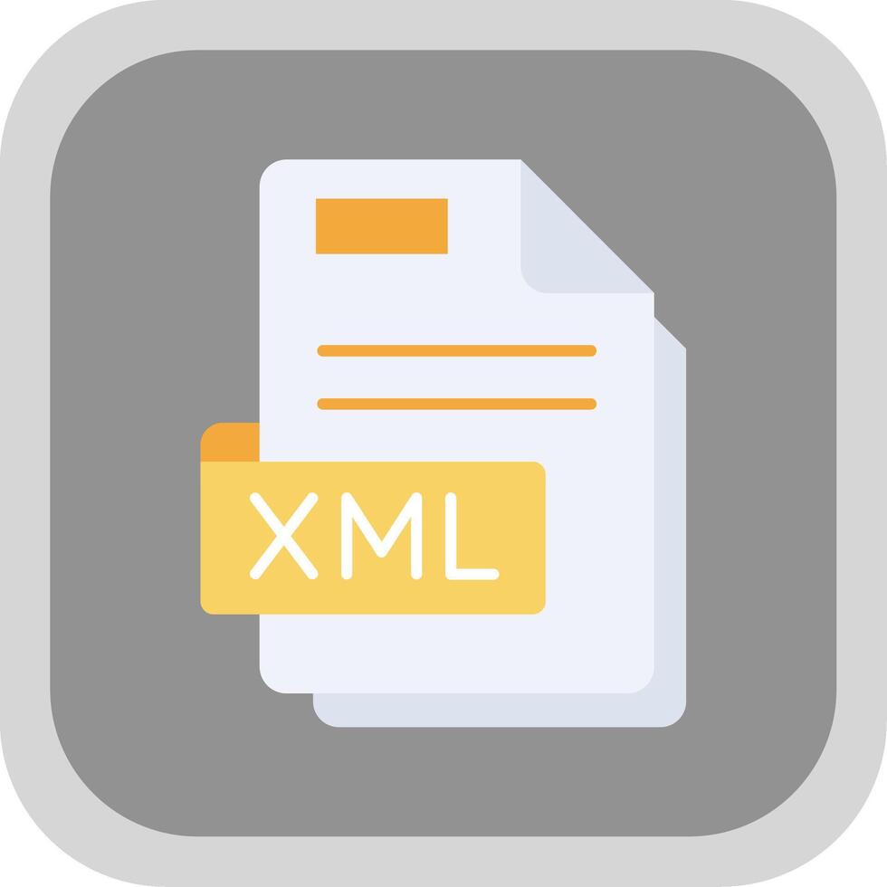 Xml Flat Round Corner Icon vector