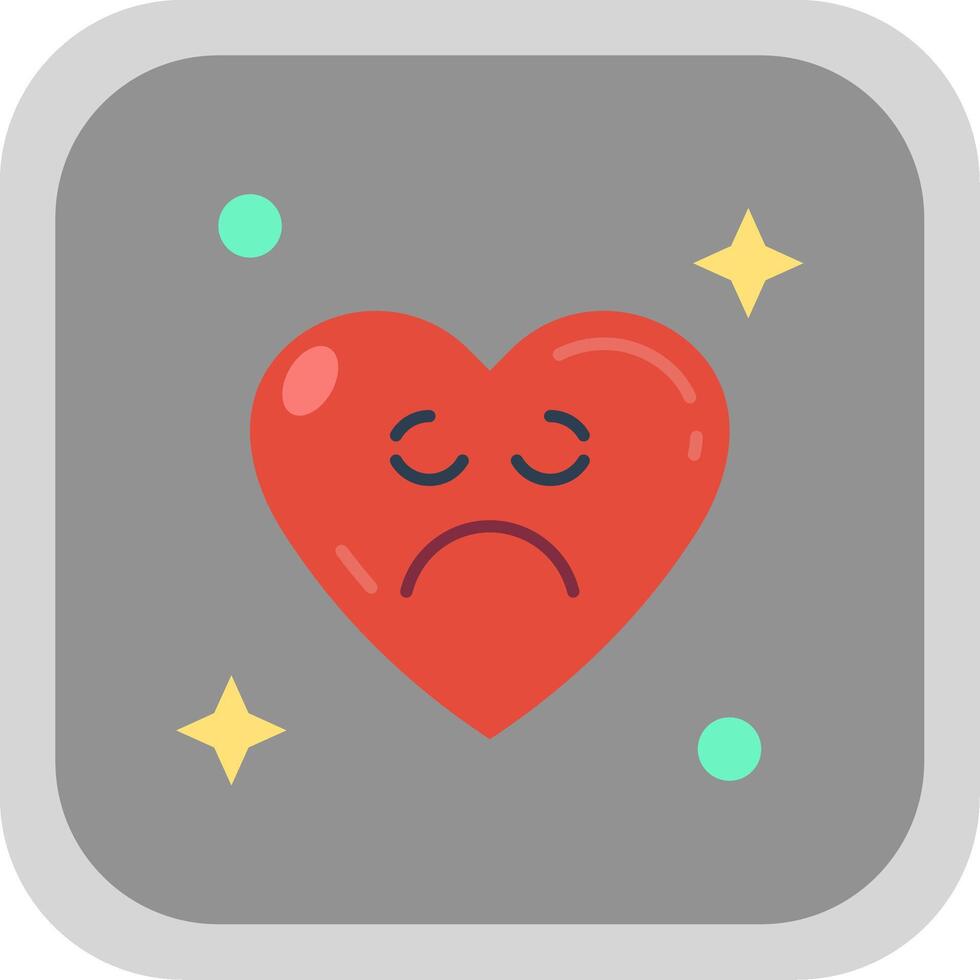 Sad Flat Round Corner Icon vector