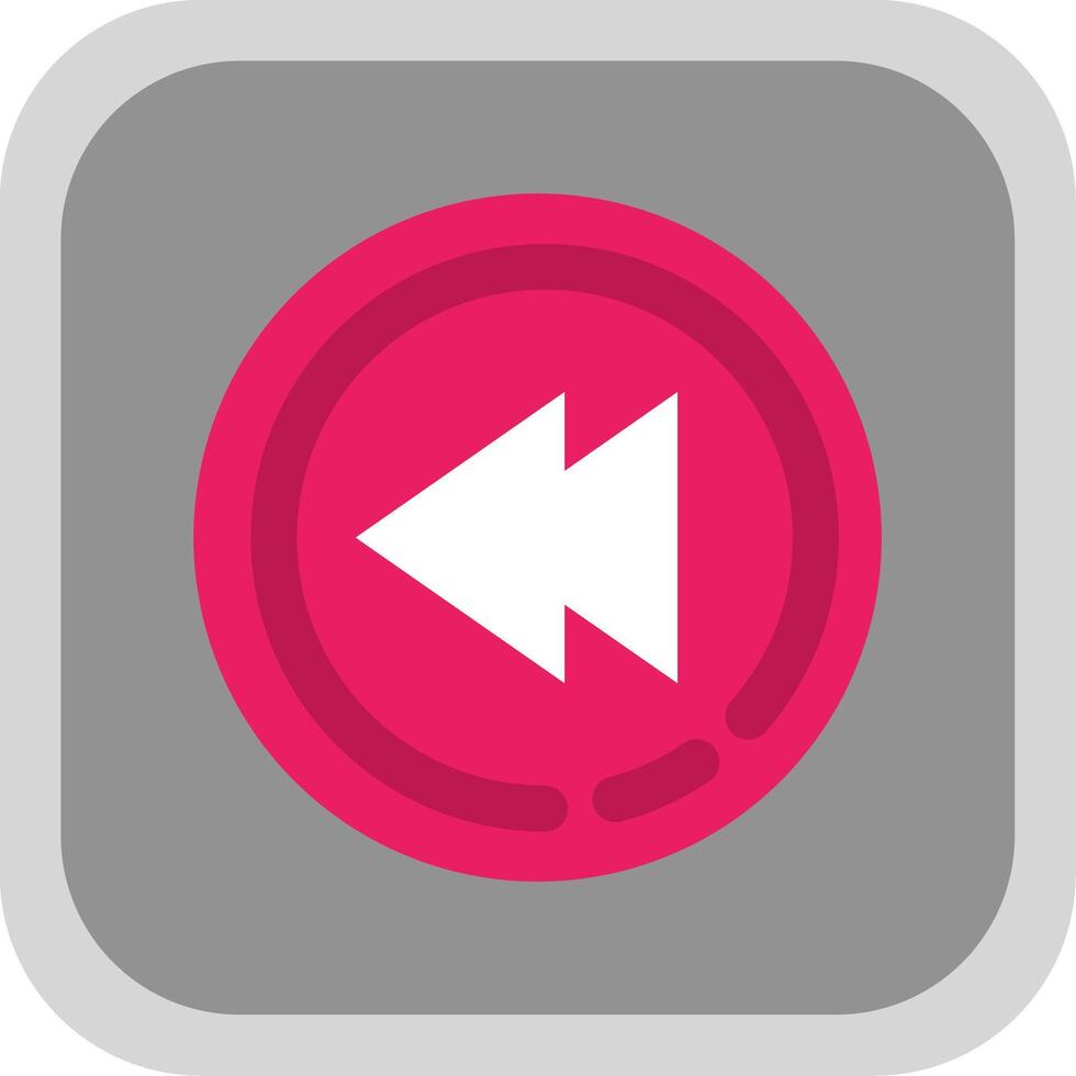 Rewind Flat Round Corner Icon vector