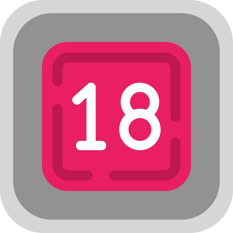 Eighteen Flat Round Corner Icon vector