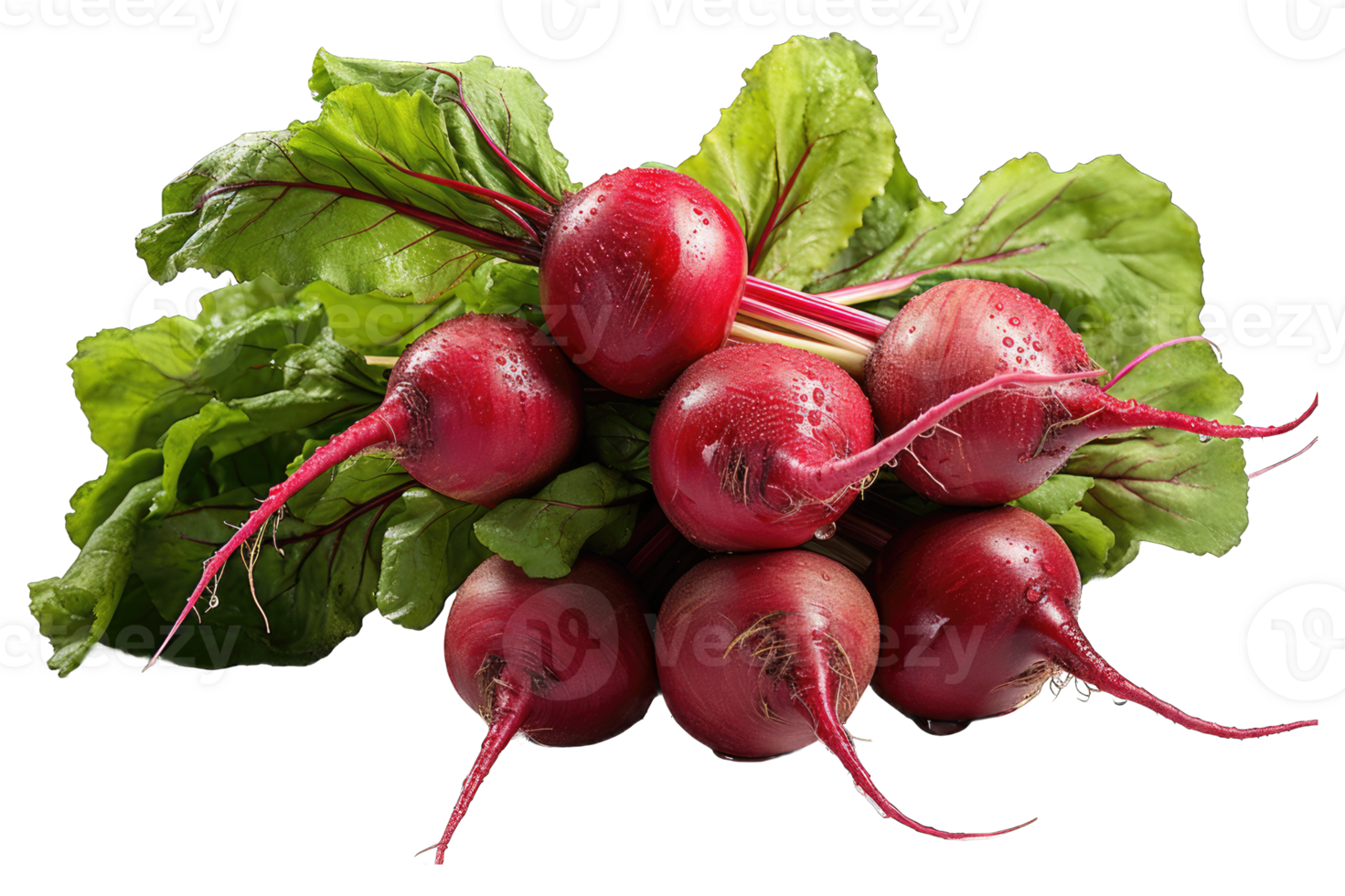 AI generated Isolated beetroot with leaves on transparent background png Generative AI