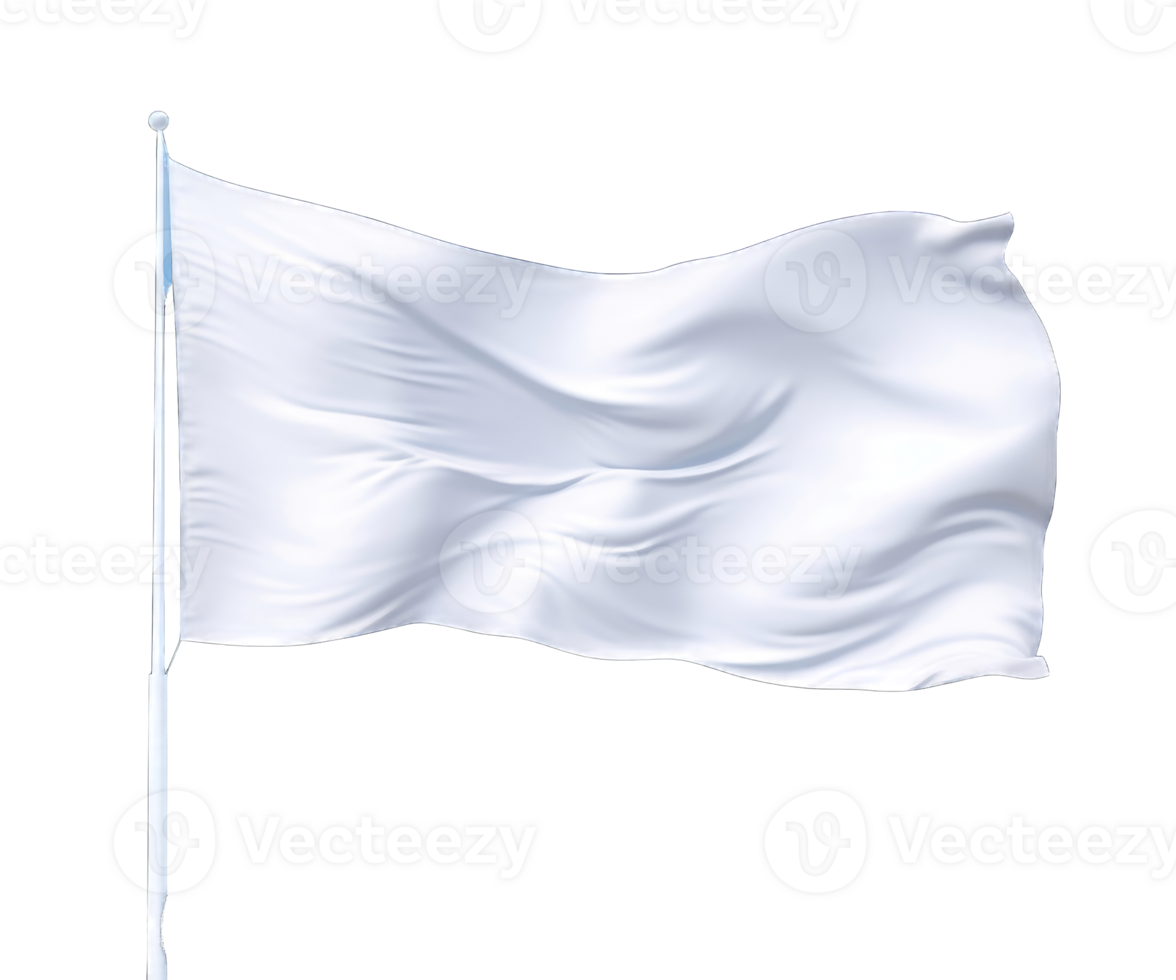 AI generated Isolated white flag mockup on transparent background png Generative AI