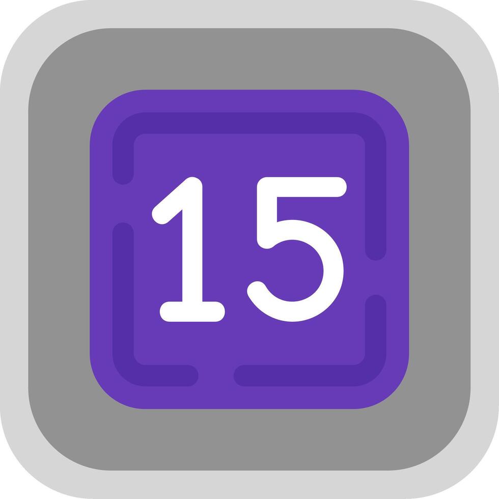Fifteen Flat Round Corner Icon vector