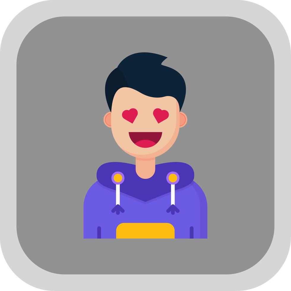 In love Flat Round Corner Icon vector