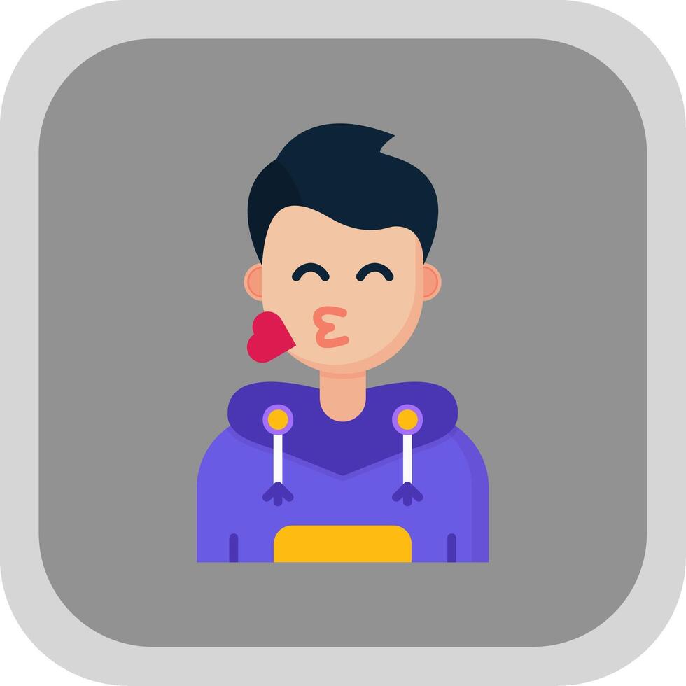 Kiss Flat Round Corner Icon vector