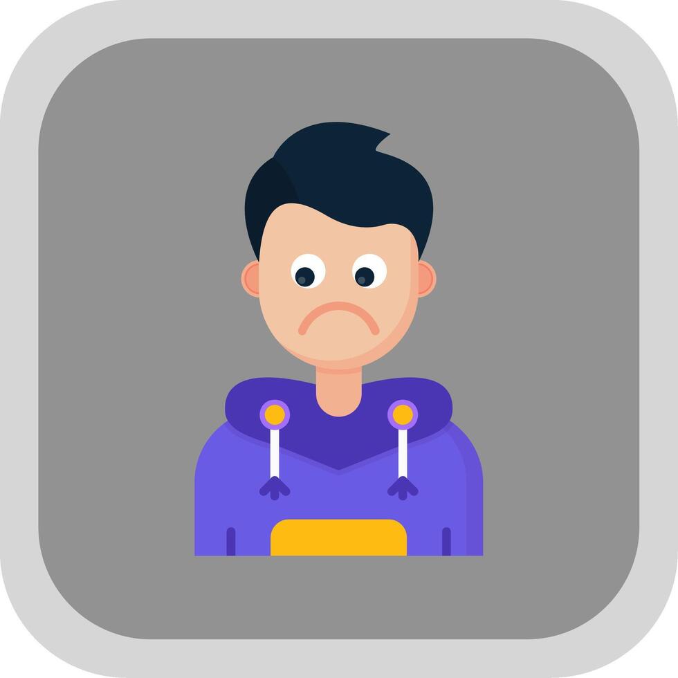 triste plano redondo esquina icono vector