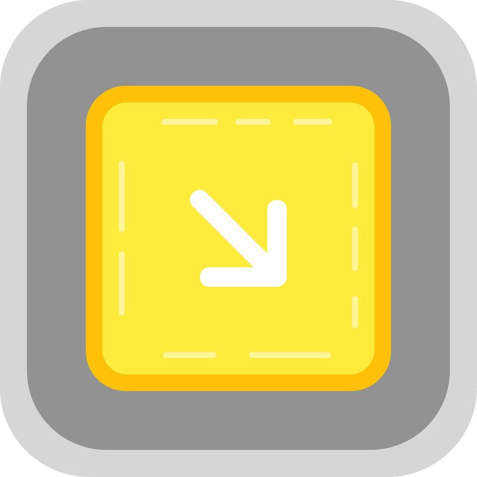 Down right arrow Flat Round Corner Icon vector