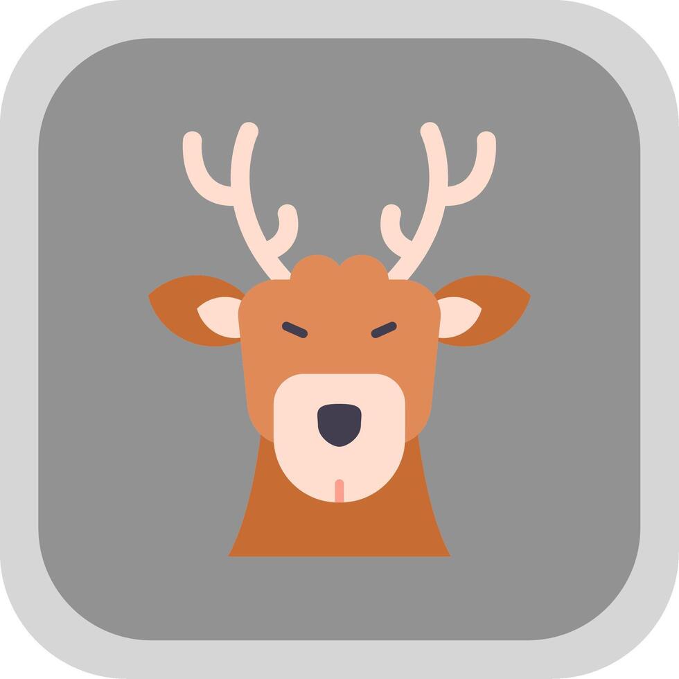 Deer Flat Round Corner Icon vector