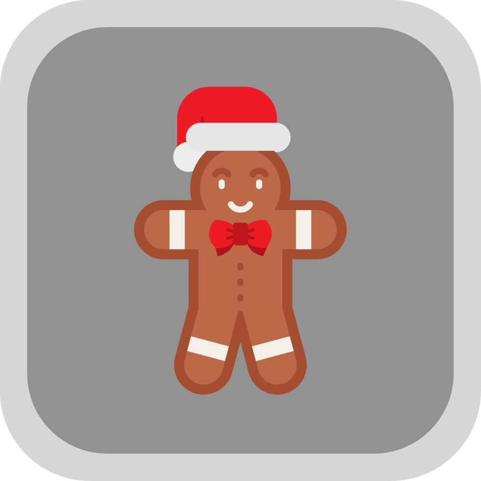 Gingerbread Flat Round Corner Icon vector