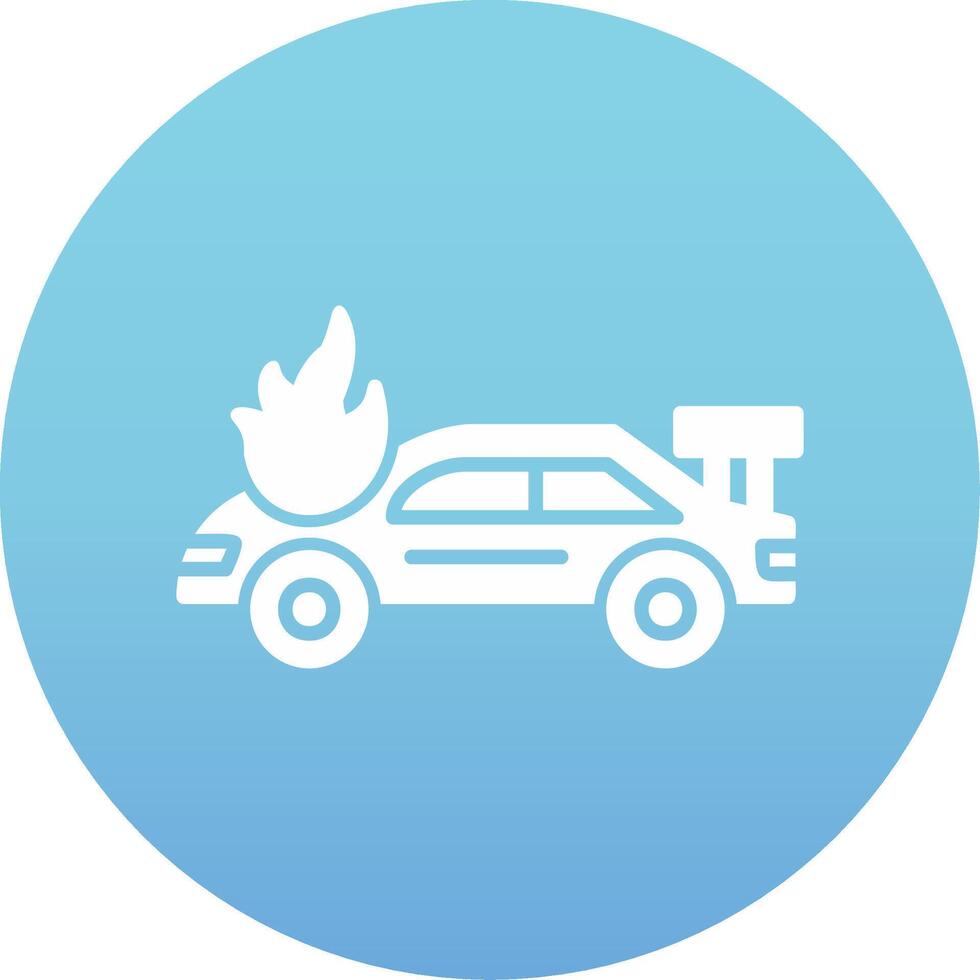 Accident Car In Fire Vector Icon