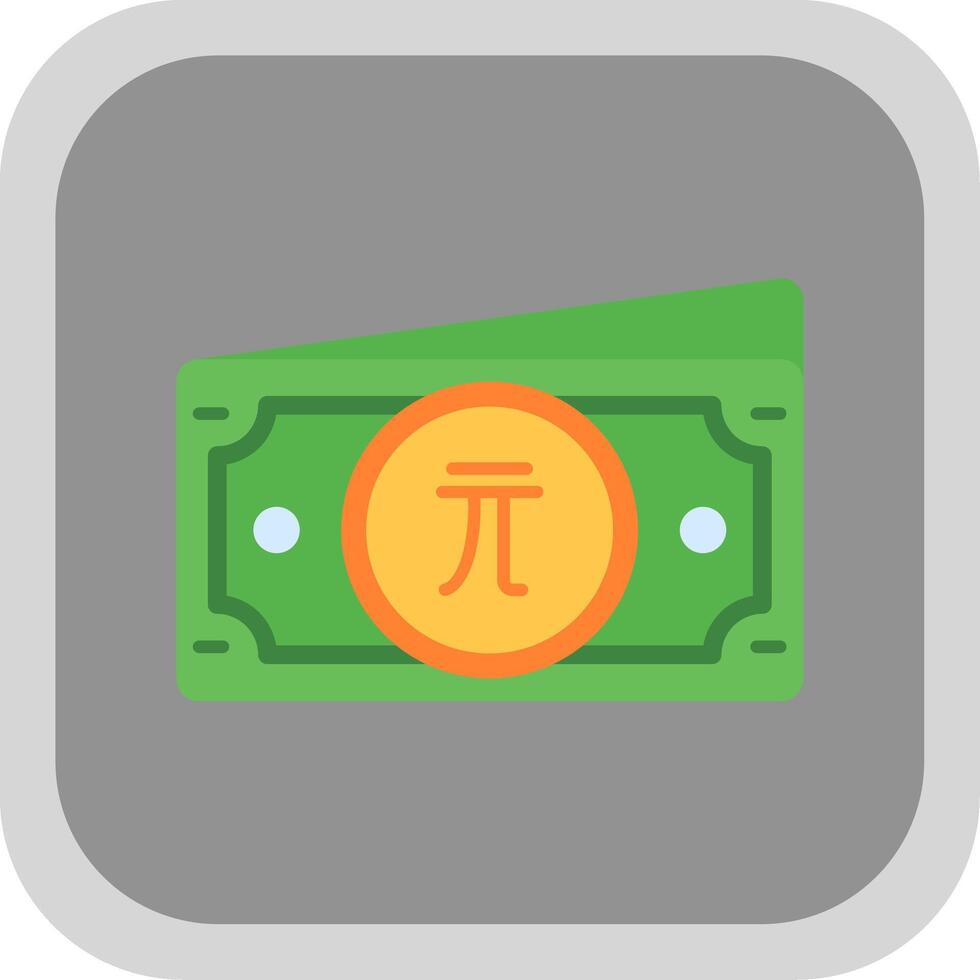 nuevo Taiwán dólar plano redondo esquina icono vector
