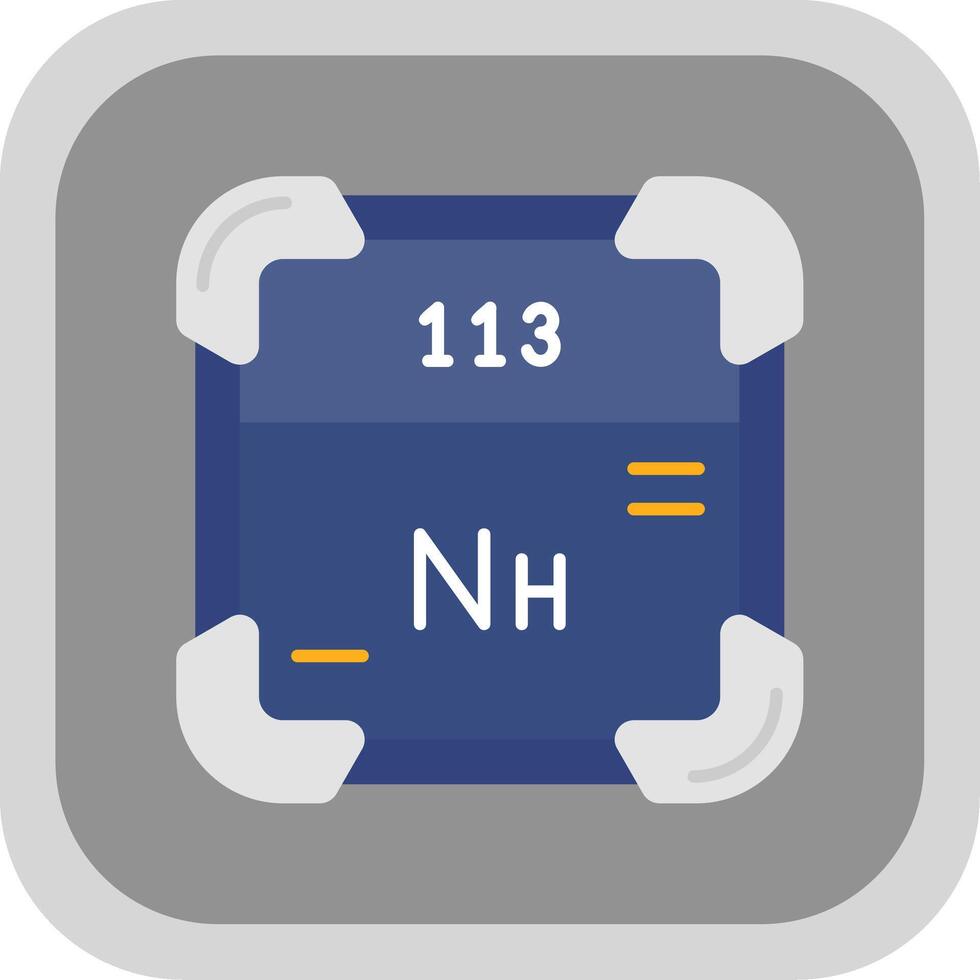 nihonium plano redondo esquina icono vector