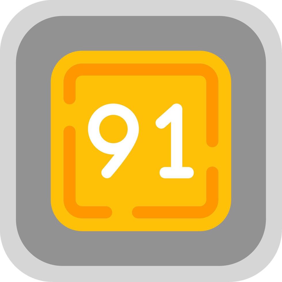 Ninety One Flat Round Corner Icon vector