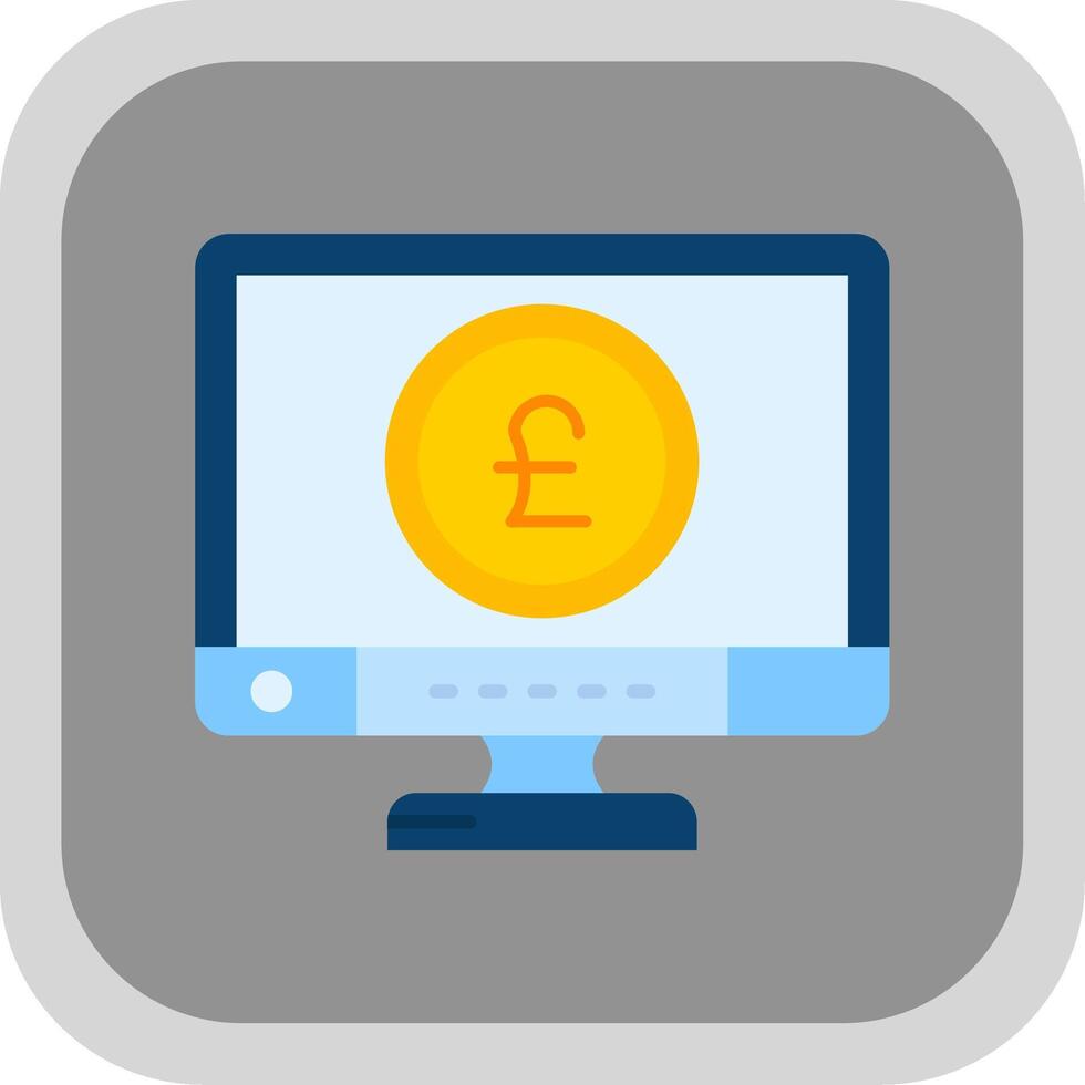 Pound Flat Round Corner Icon vector