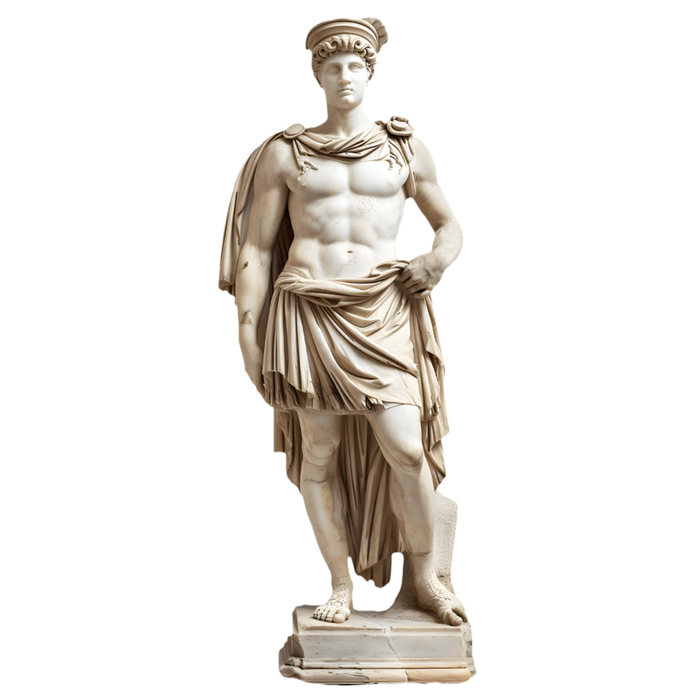 AI generated Png of Marble roman greek statue against transparent Background