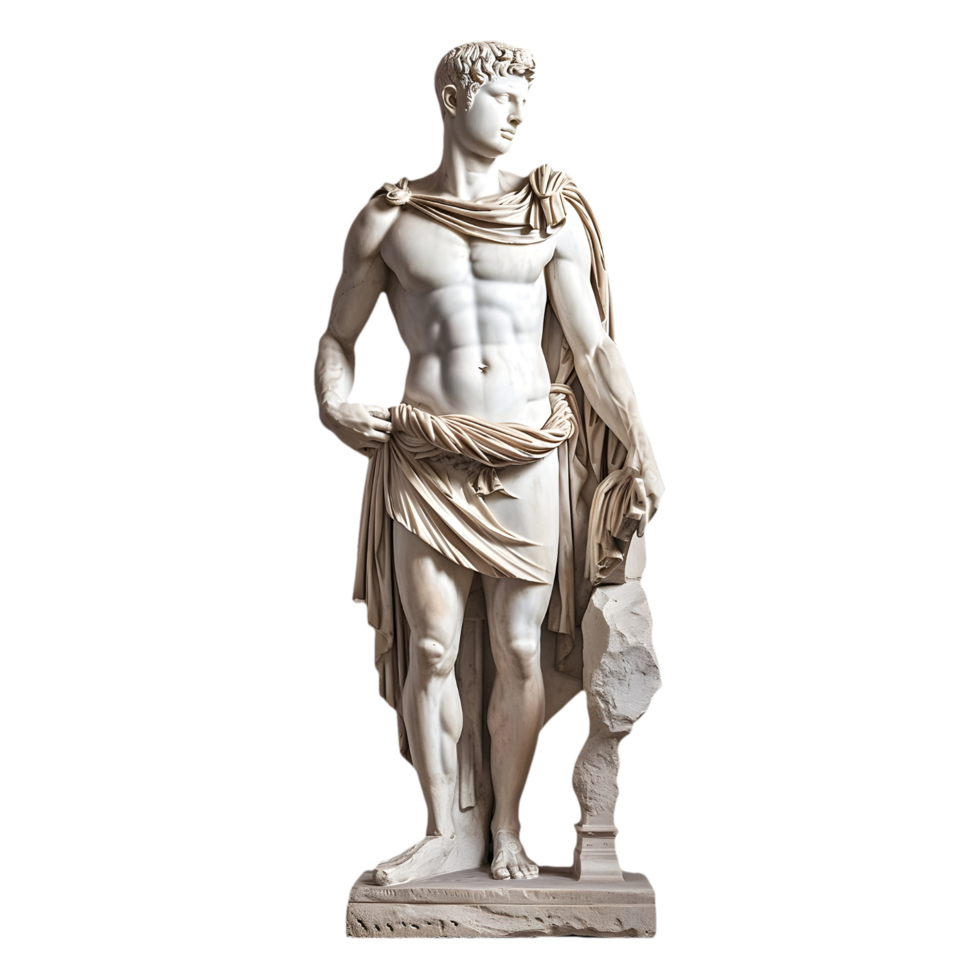 AI generated Png of Marble roman greek statue against transparent Background