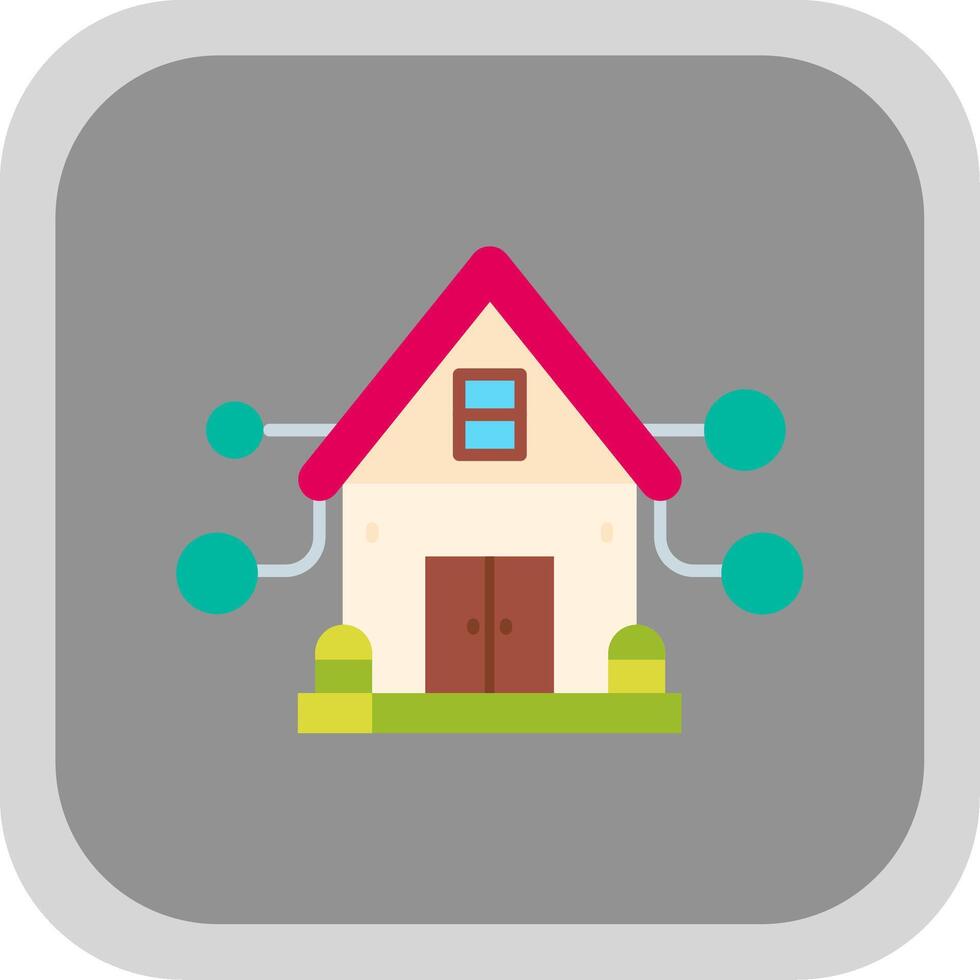 House Flat Round Corner Icon vector