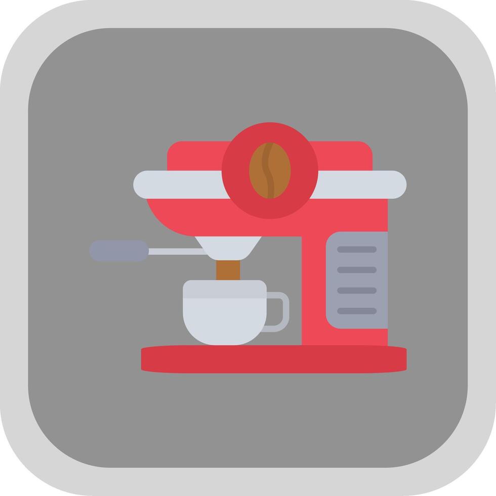 Coffee machine Flat Round Corner Icon vector