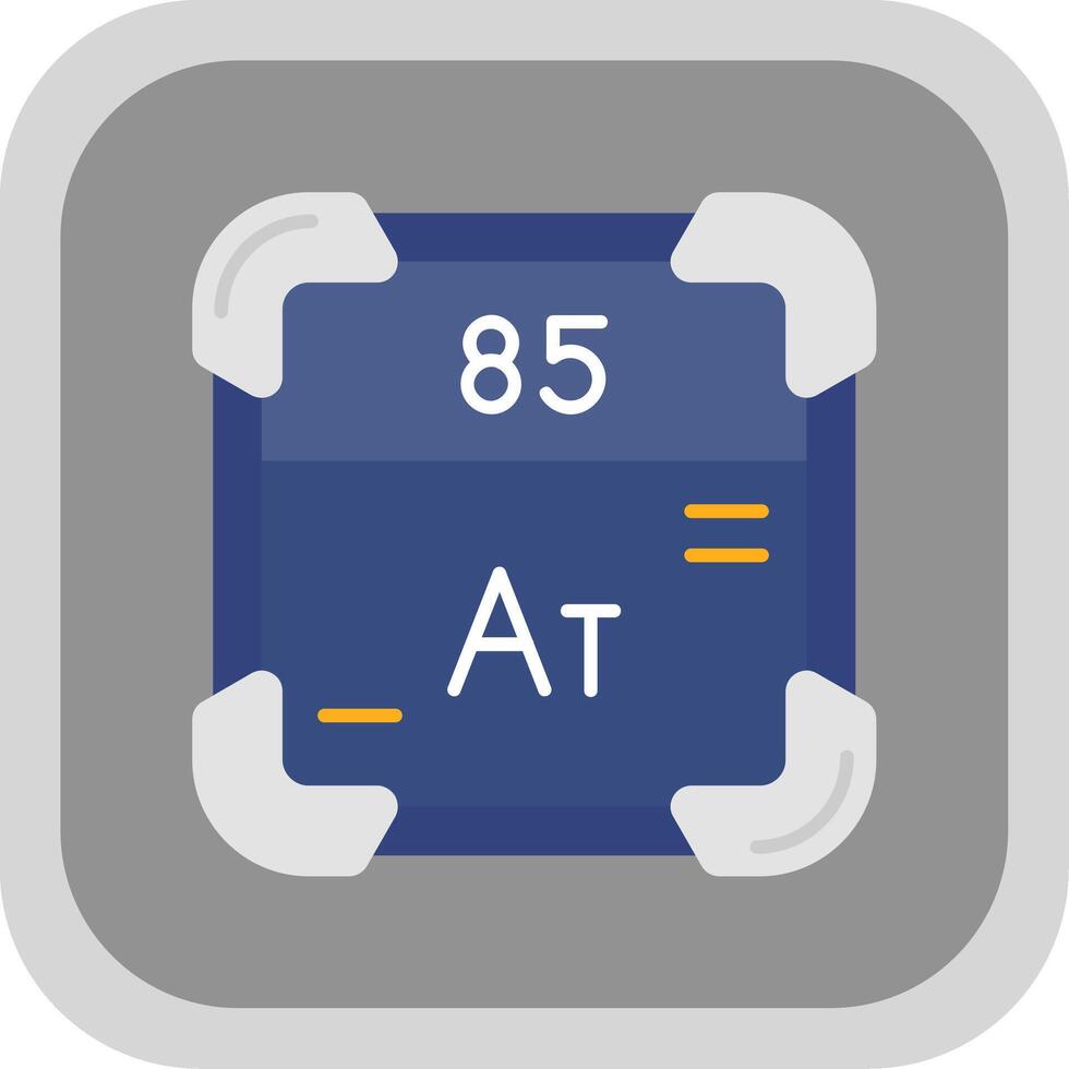 astatine plano redondo esquina icono vector