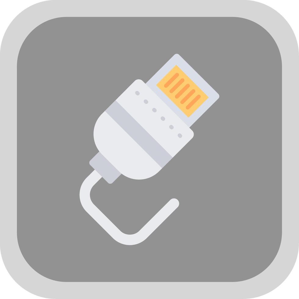 Lightning cable Flat Round Corner Icon vector