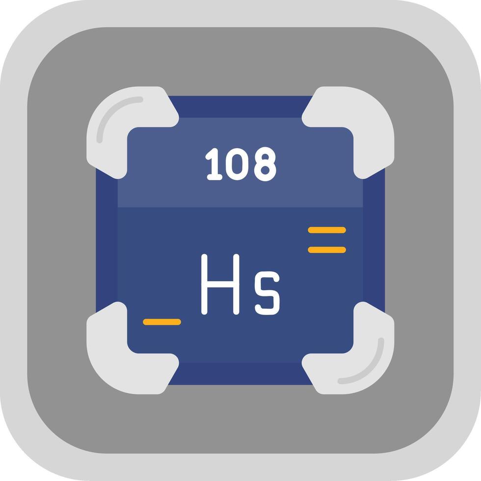 hassium plano redondo esquina icono vector