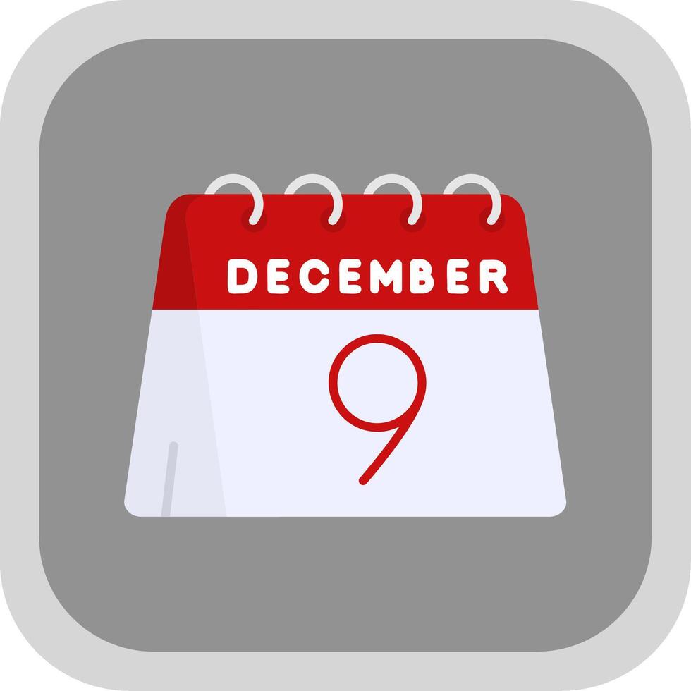 9th of December Flat Round Corner Icon vector